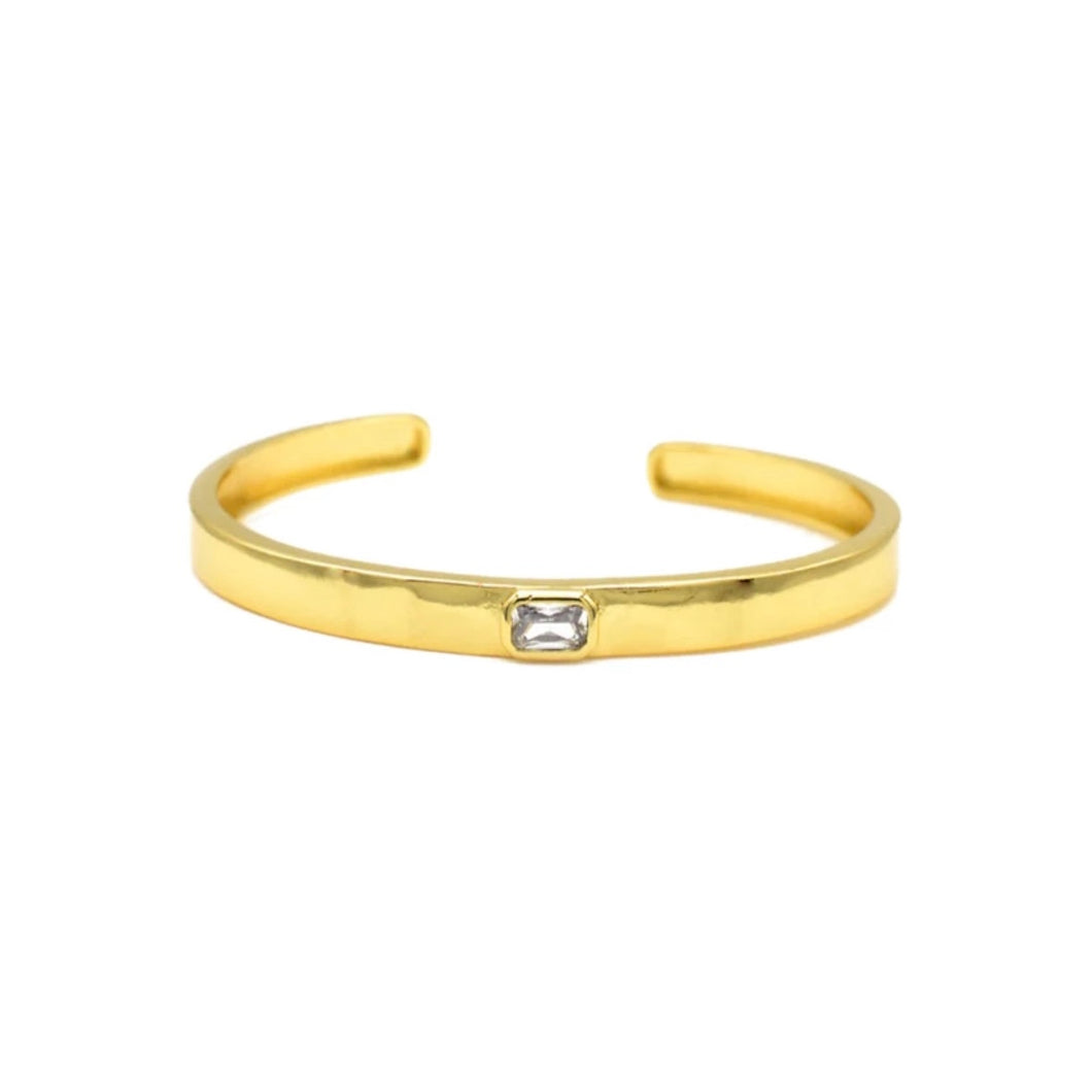 Gold CZ Open Cuff Bracelet