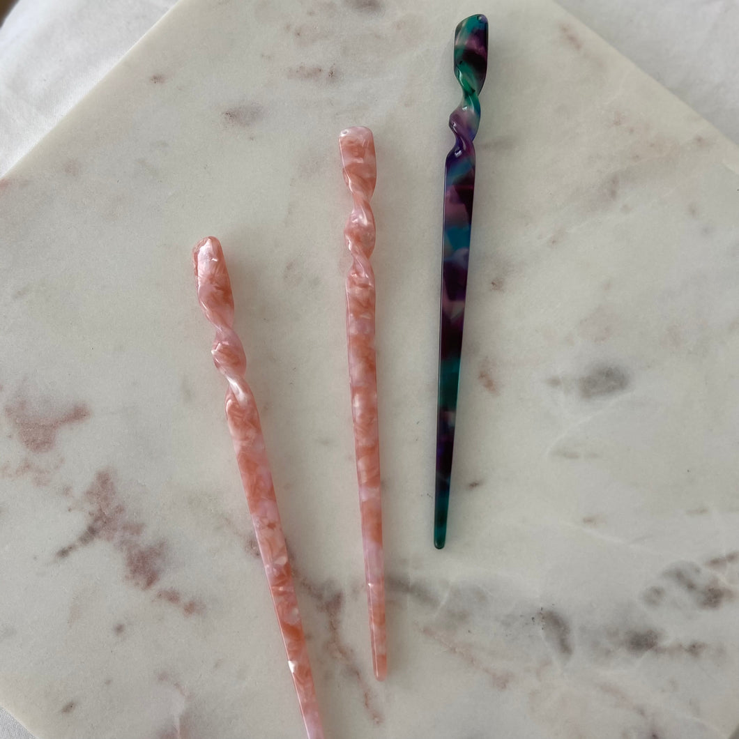 Pink Marble Hair Stick