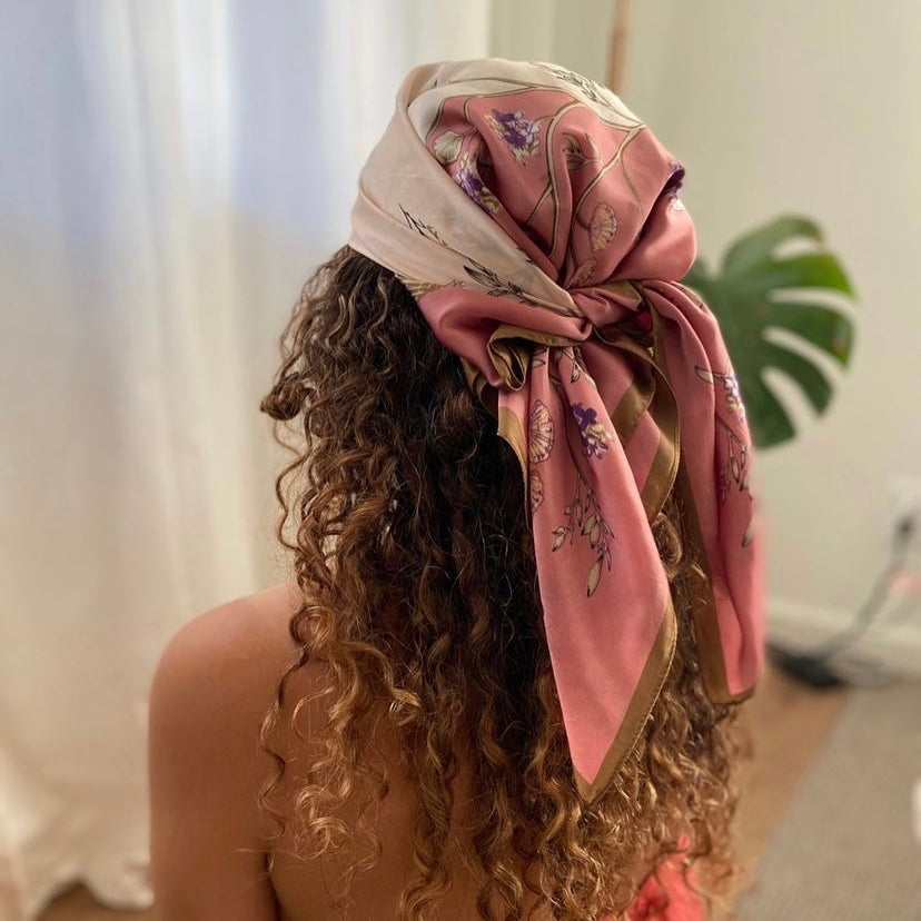 Pink Floral Shell Head Scarf